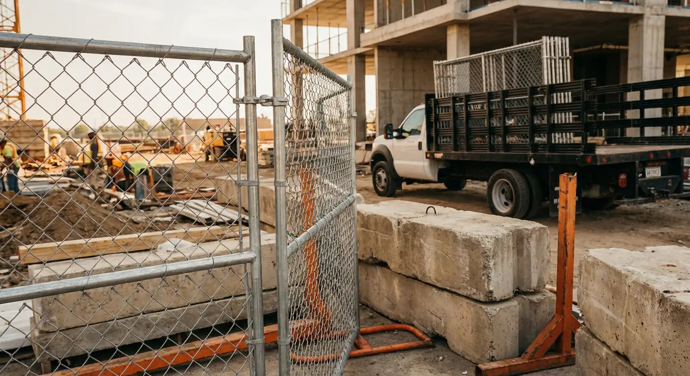Commercial temporary fencing installation site in Dearborn Heights, MI