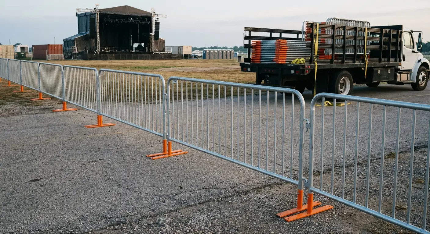 Crowd control barricade setup in Dearborn Heights, MI