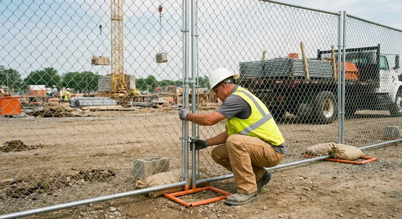 Comparison of professional fencing solutions versus DIY risks on a construction site in Dearborn Heights, MI