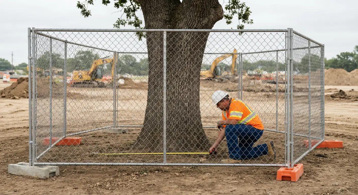Tree protection zone fencing installation in Dearborn Heights, MI