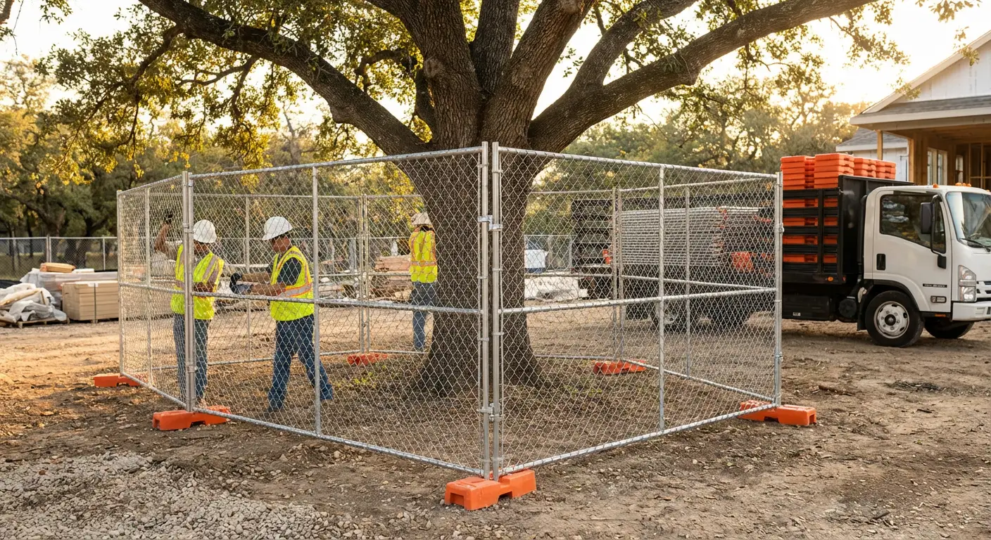 Tree protection zone fencing background in Dearborn Heights, MI