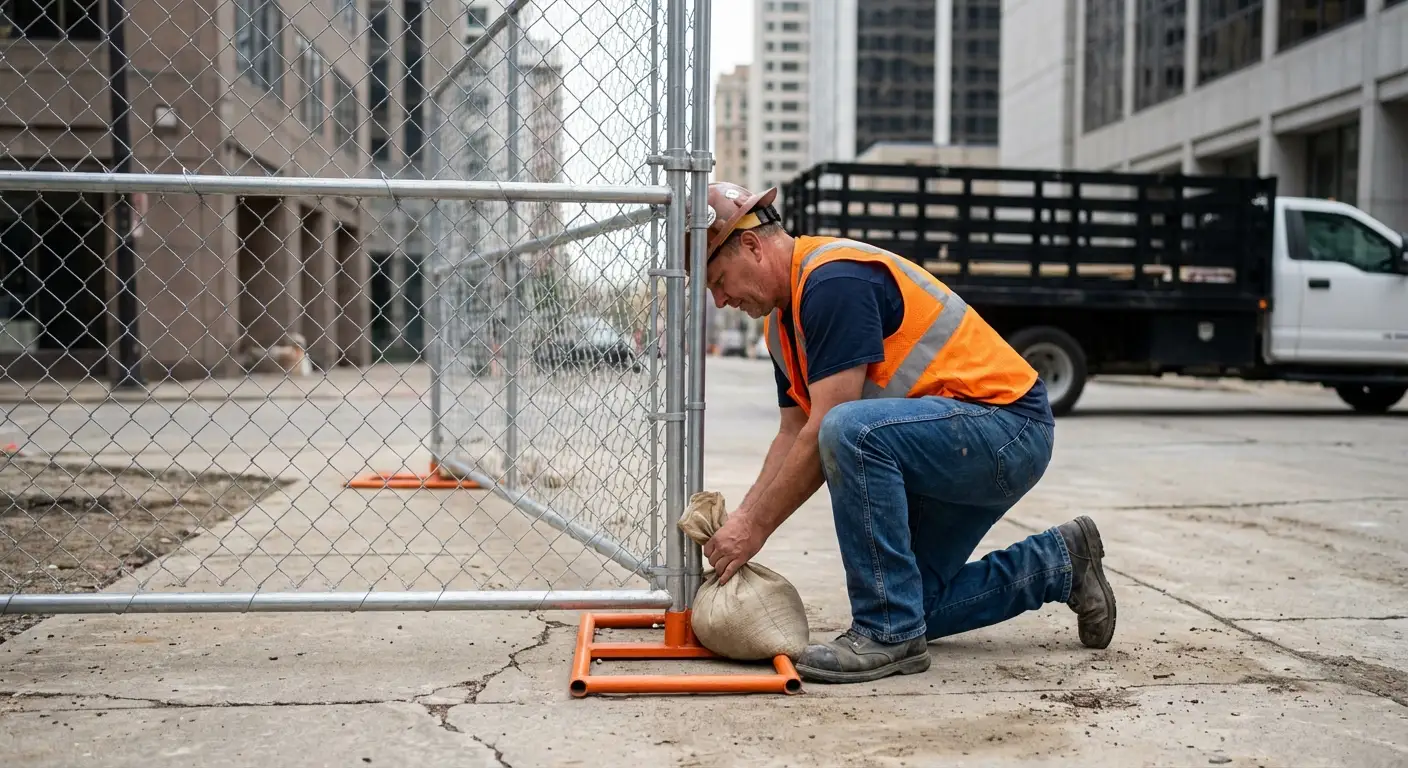 Temporary fence installation in Downtown Dearborn Heights area