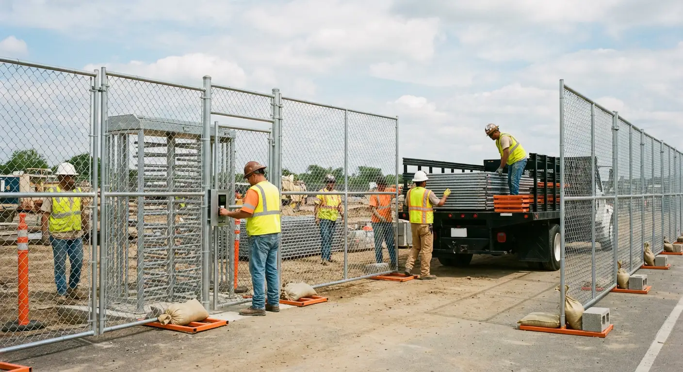 Secure construction site with temporary fencing in Dearborn Heights, MI
